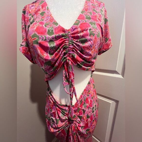 nwt misa Los Angeles Carlotta Ruched Maxi Dress women's cut out dress size md - Picture 5 of 11